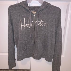 Gray Hollister zip up hoodie